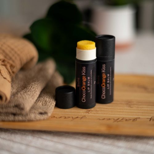 Plastic-free natural lip balm with cocoa, mint and Sea Buckthorn oil Bee Divine Natural and Organic Skin Care