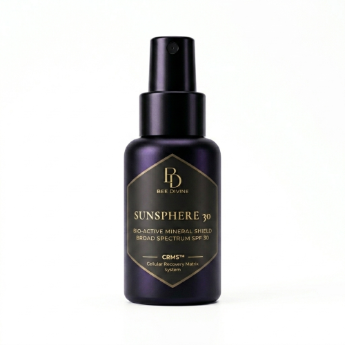 SUNSPHERE 30 Bee Divine Natural SPF Organic skincare Luxury brand biotech Uk CRMS Skin intelligence